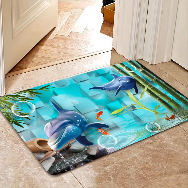 1 Piece Underwater Dolphin Bam - Bamboo Bath Mat 评论和价格