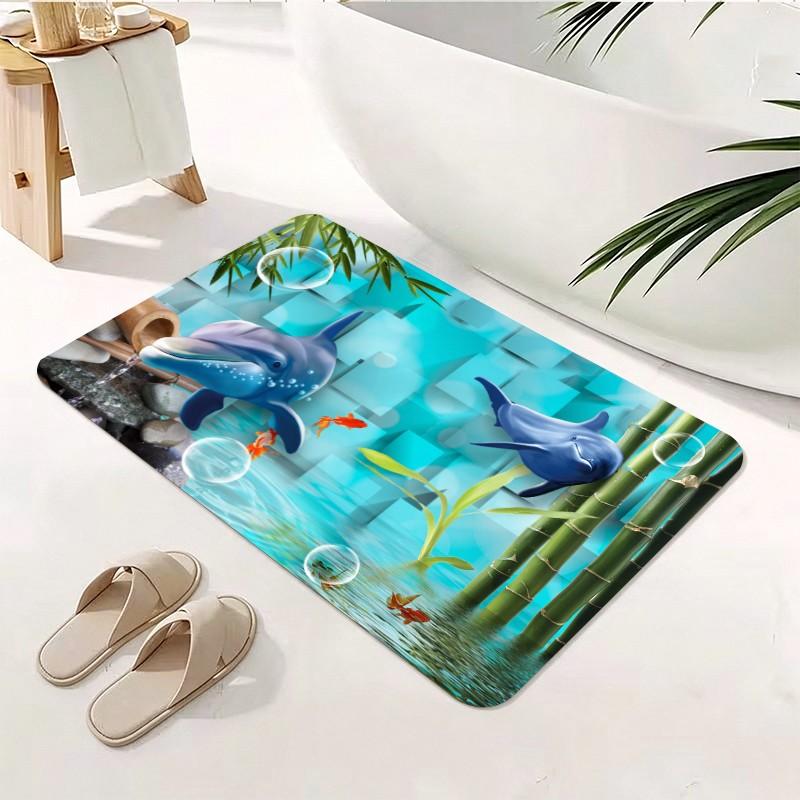 1 Piece Underwater Dolphin Bam - Bamboo Bath Mat 评论和价格