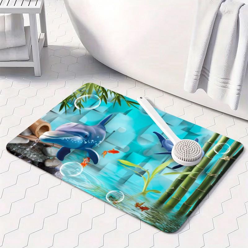 1 Piece Underwater Dolphin Bam - Bamboo Bath Mat 评论和价格