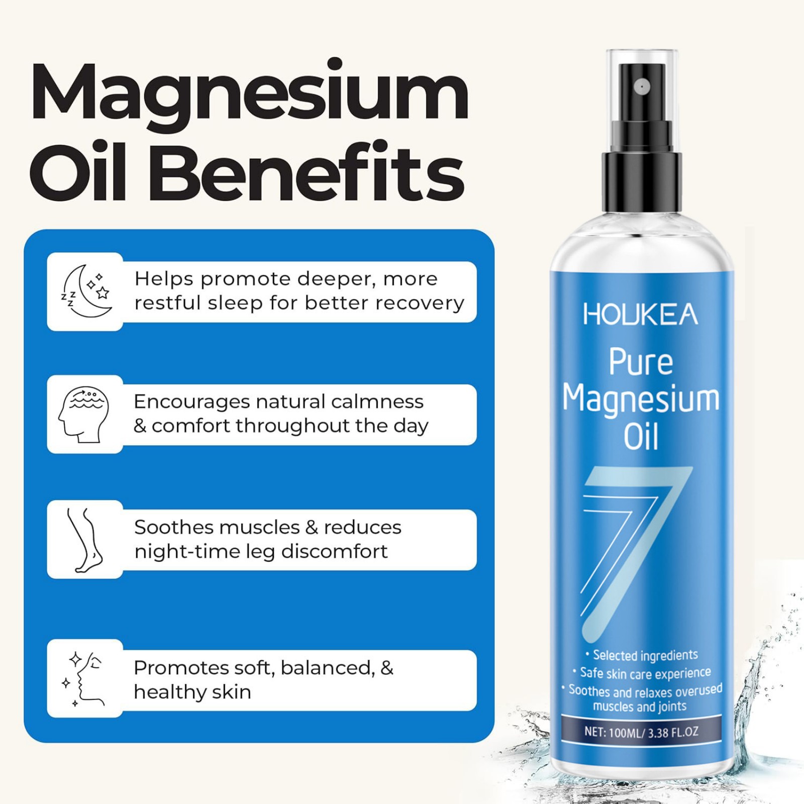 Pure Magnesium Oil Spray 100ml - Bath Salts Magnesium 评论和价格
