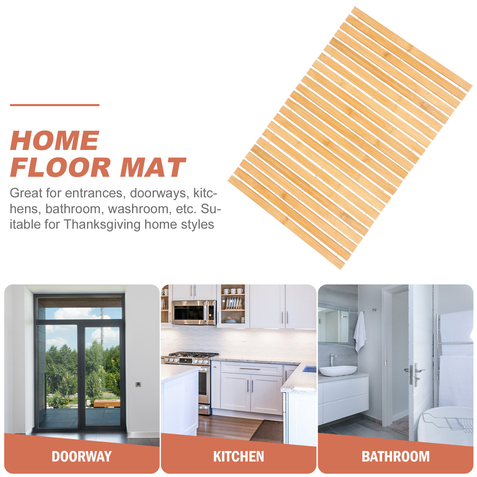 Bamboo Bath Mat Non-slip Rug A - Bamboo Bath Mat 评论和价格